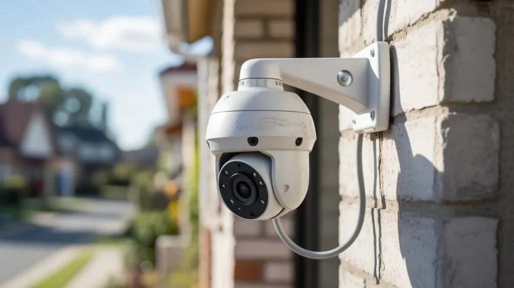 What is An IP Camera dome PTZ security camera installed outside home