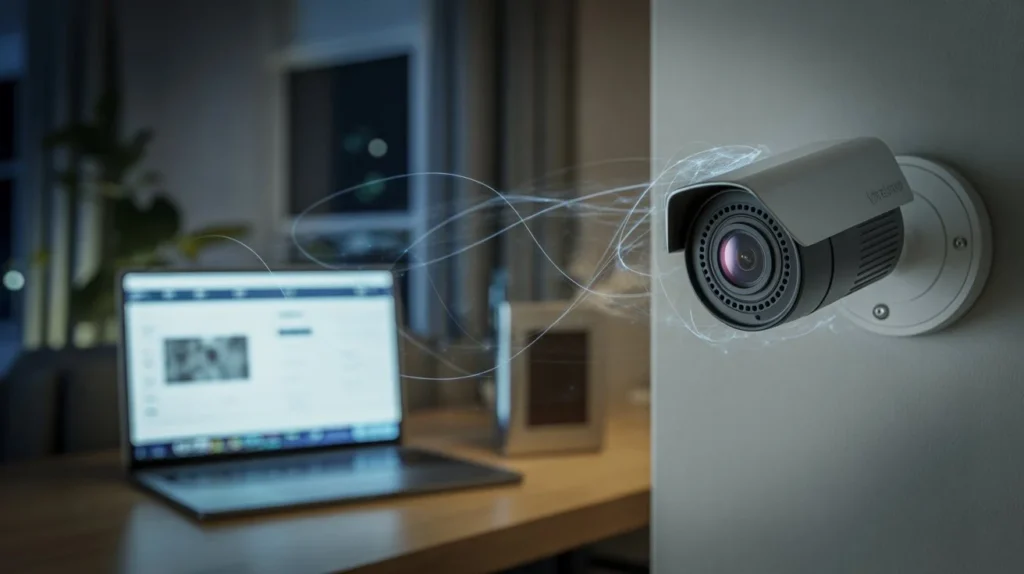 Can You Really Hack Into Home Security Cameras? distorted camera footage showing glitch and privacy breach concept