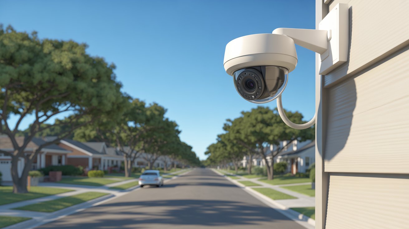 How far can security cameras see with outdoor dome camera monitoring a suburban street