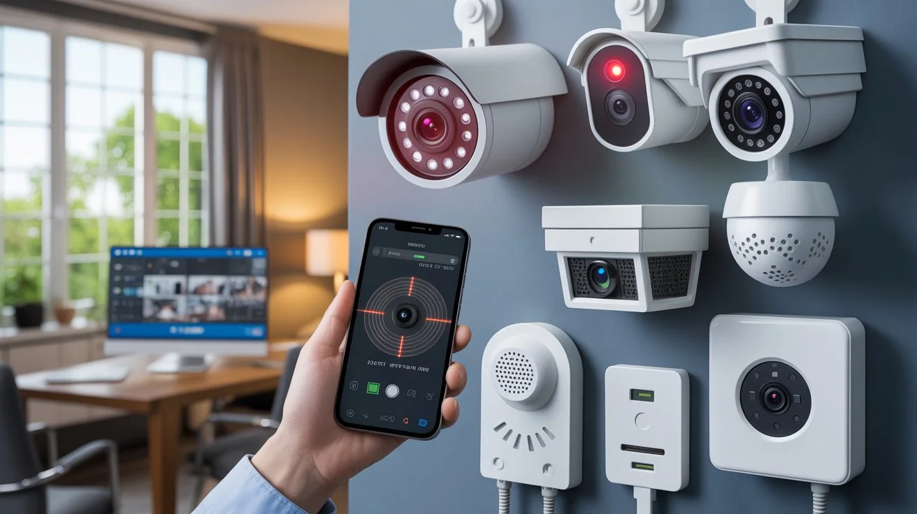 How to know if a security camera is on using smartphone monitoring app and multiple CCTV cameras in a smart home setup