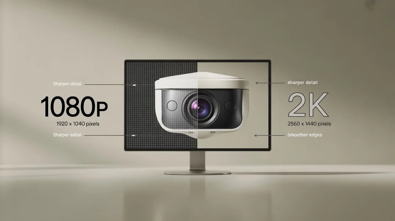 What Is 2K Resolution comparison showing 1080p vs 2K resolution on a monitor screen with clearer detail and sharper image quality.