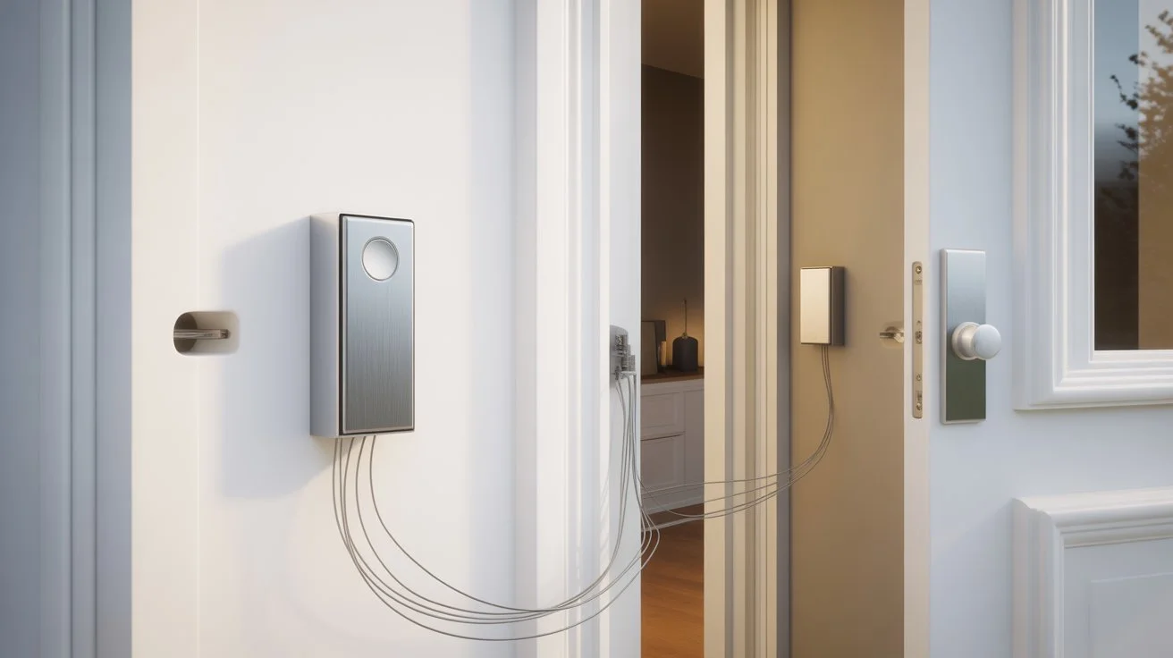 Wired vs wireless doorbell comparison showing installation with visible wiring and modern smart doorbell setup
