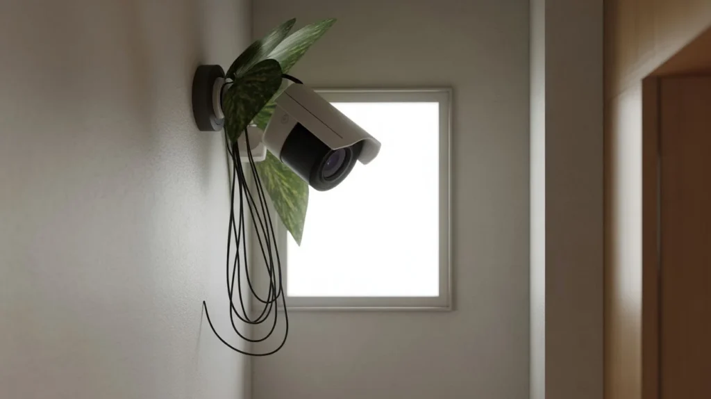 What are common camera installation mistakes when plants and objects block a security camera viewing angle