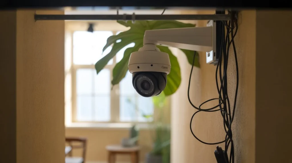 What are common camera installation mistakes involving loose cables and incorrect indoor dome camera positioning