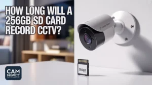 How long will a 256GB SD card record CCTV — Cam Security Surveillance blog featured image with camera and SD card