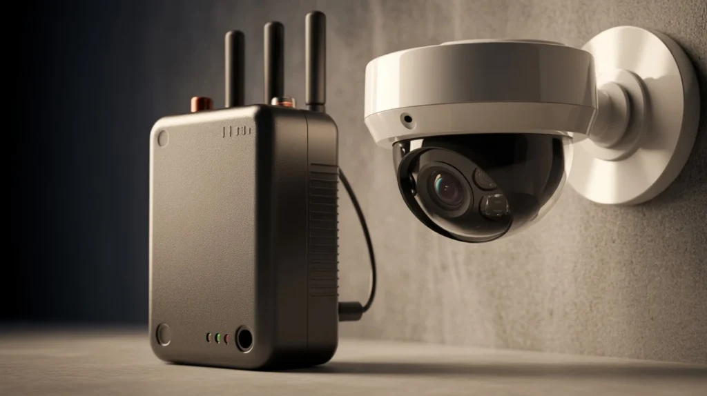 Is there a device that can interfere with security cameras - multi-antenna RF jammer placed next to dome surveillance camera