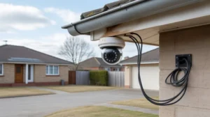 Do I Need Permission to Install CCTV Outside My House dome camera mounted under roof eave