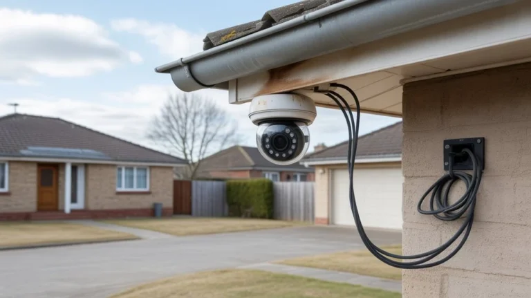 Do I Need Permission to Install CCTV Outside My House dome camera mounted under roof eave