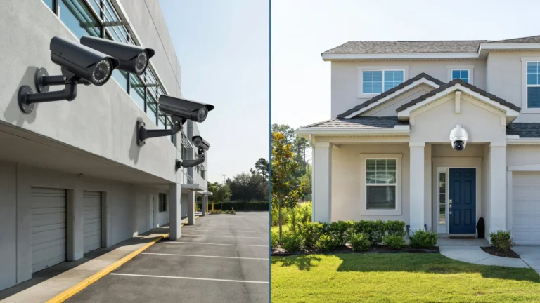 Commercial-grade surveillance vs. residential security — side by side.