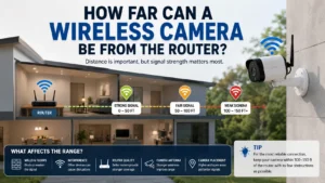 How far a wireless security camera can be from a router
