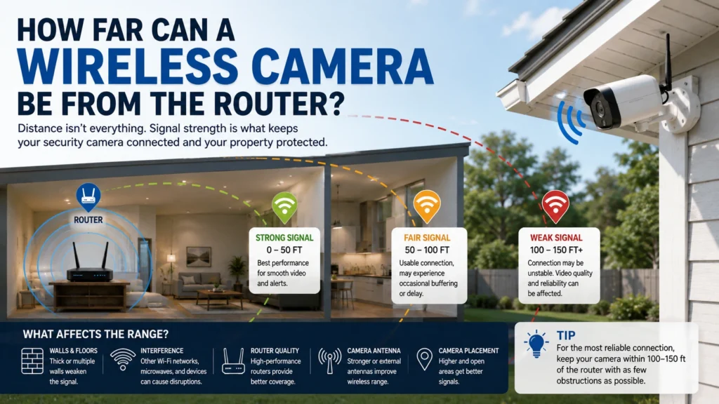 Wireless security camera router distance and WiFi signal range